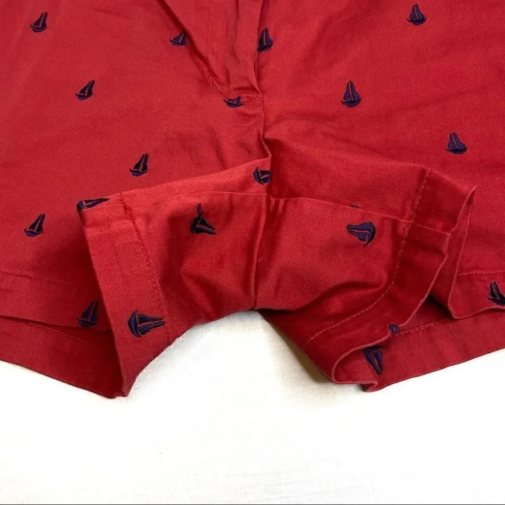 Telluride red with navy blue embroidered sailboat shorts size 6